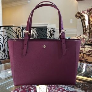 tory burch emerson top zip tote large